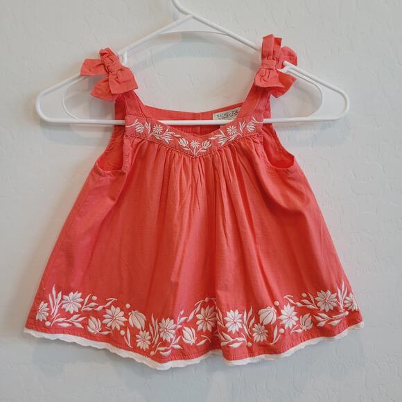 NWOT Rachel Zoe Bow Strap Embroidered Coral Shirt Size 3T - Picture 9 of 9
